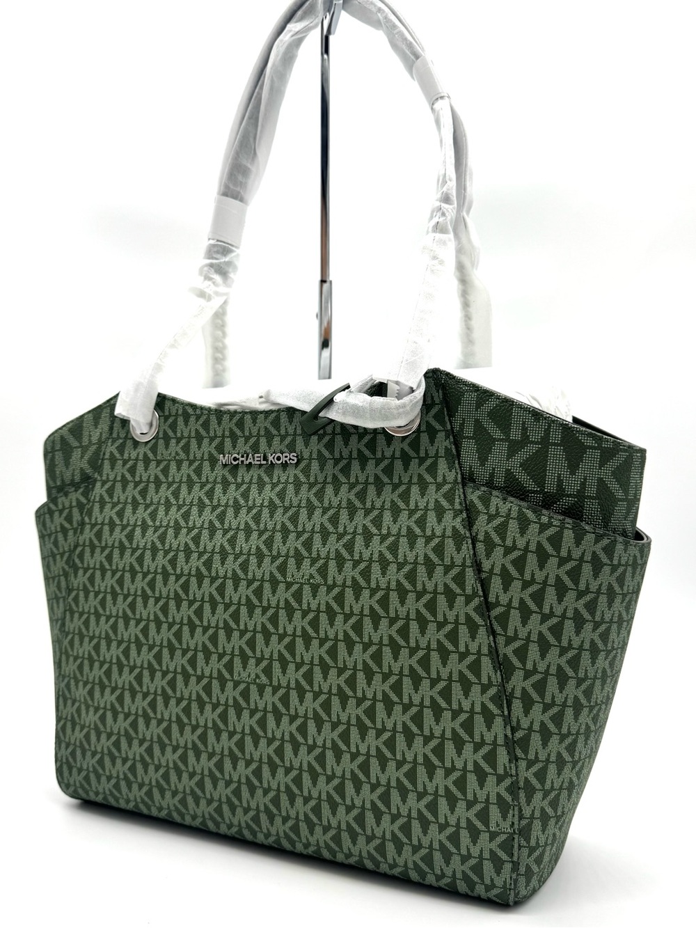 Michael Kors Jet Set Large Signature Logo Shoulder Bag - Amazon Green